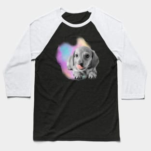 Dachshund Puppy Watercolor Baseball T-Shirt